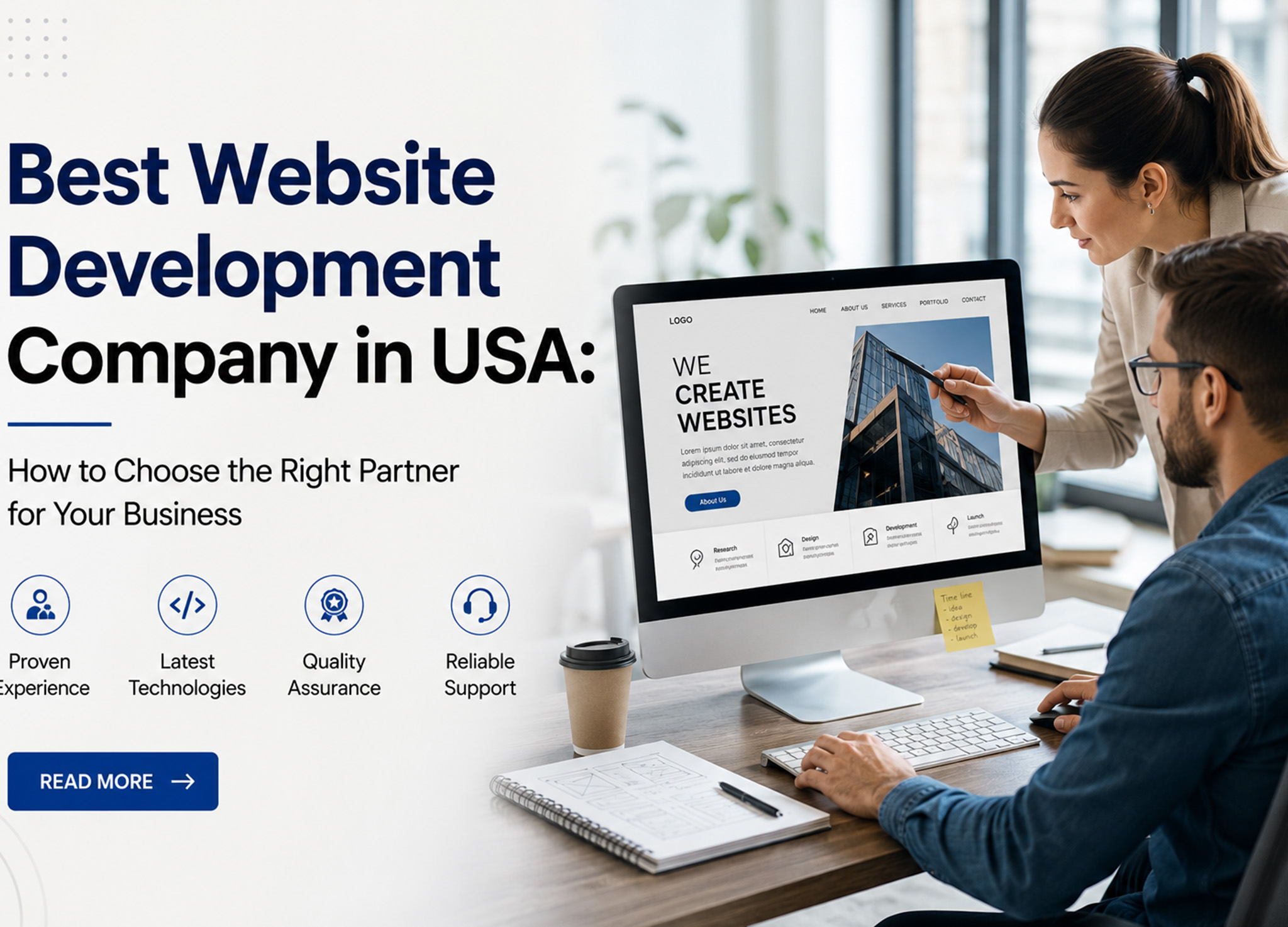 Professional website development team in the USA designing a modern business website for growth and digital success